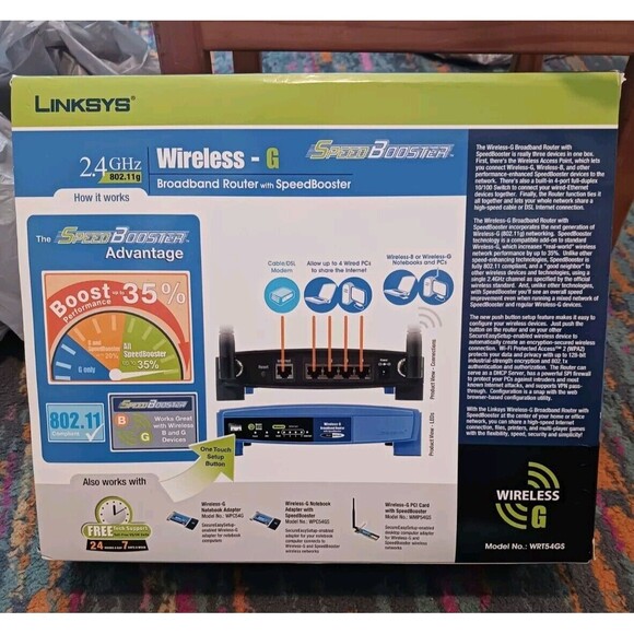 Linksys WRT54GS Wireless G Broadband Router Speed Booster Boost Performance 35% - Picture 2 of 6
